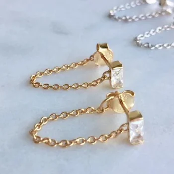 18-karatno zlato Elegantne Naušnice-ovjes s kristalima za žene Klasični Romantični Gorski kristal Duge Kićankama Naušnice Svadbeni nakit 1 par