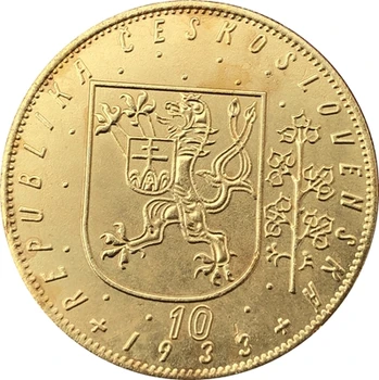 1933 Čehoslovačka 10 дукатов kovanice kopija 42 mm
