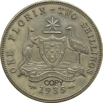 Australija George V 1935 Godine Jedan 1 Florin Dva Шиллинга Мельхиоровые Srebro fotokopirni kovanice