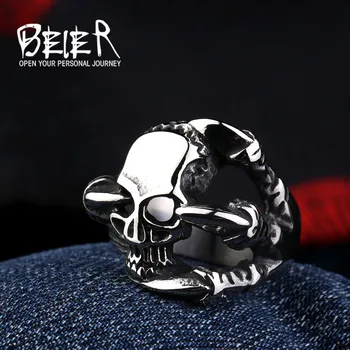 Beier visoku poljsku novi prsten s lubanjom za muškarce od nehrđajućeg čelika Modni nakit LLBR8-030R