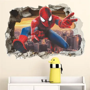 Crtani film Spider-Man Slomljena Naljepnice Za zid Za dječje sobe Naljepnice Za Zid Home Dekor Dječja Soba 3D Efekt Dječak Poklon Poster Freska
