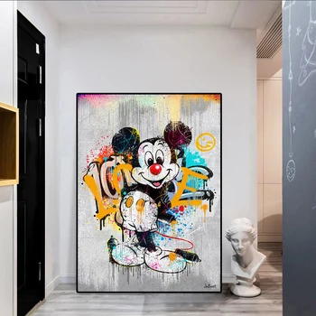 Disney ' S Mickey Mouse Apstraktne Grafiti Poster Grafika Na Platnu Slikarstvo Zid Umjetnost Slika Za Dječju Dnevni Boravak Uređenje Doma