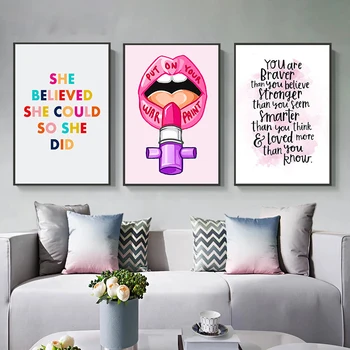Feminizam Moda Umjetnost Pink Djevojka Snaga Strujni Umjetnost Platnu Slikarstvo Graviranje Poklon Djevojci Izuzetno Home Zidni Plakat