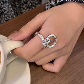 Foxanry Vjenčano prstenje od 925 sterling srebra Modni Jednostavne šuplje geometriju ovjesa Ručni rad Večernje nakit Pokloni za žene