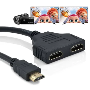 HDMI je kompatibilan Kabel-razdjelnik 1 Priključak Za Dva HDMI kompatibilnih 2 Ženski Adapter Y-razdjelnik za HDMI-kompatibilnom HD LED LCD tv 30 cm