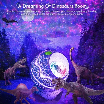Jaje Dinosaura Star Projektor, Daljinski Upravljač Galaxy Projektor Bijeli Šum Bluetooth Slušalica LED Zvjezdano Nebo noćna Svjetla Poklon za sobe