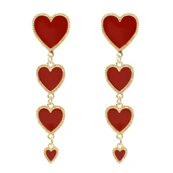 Koreja Trendi Naušnice u obliku srca Crveno Srce Uroke Novčić Naušnice za žene Ženske chic Vintage Pretjerana Zlatne naušnice