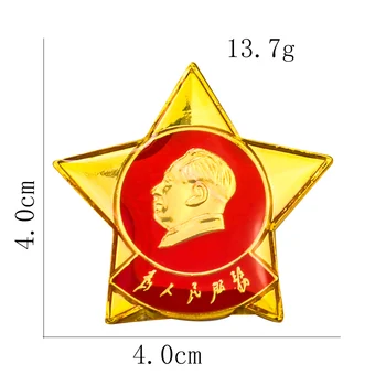 Mao Tse Tung Broš Služenje Narodu Komunistička Partija Domoljubni Ikonu Petokraka Zvijezda Pin Komunizam Crveni Pentagram