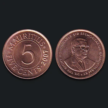 Mauricijus 5 Centi 2007 Pravi Originalne Kovanice Pravi Kolekcionarski Kovanice Izdavanja Unc