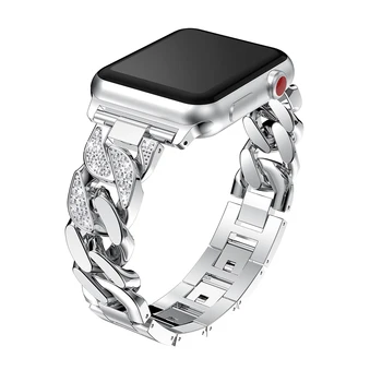Metalni +dijamant remen za Apple watch 45 mm 41 mm 44 mm 42 mm 40 mm 38 mm Zamijeniti remen od nehrđajućeg čelika za iwatch 7 6 5 4 3 2 1 SE