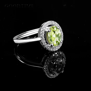 Modni prsten sa šljokicama Za žene Čisto prsten od 925 sterling srebra Peridot Zeleni Cirkon Prsten za vjenčanja Vjenčani prsten za dame