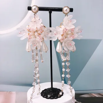 Nove Elegantne Luksuzne Kristalno naušnice s kapljicama vode na крючках za žene Snowfale Flower Party Duge nakit Pendientes Pokloni