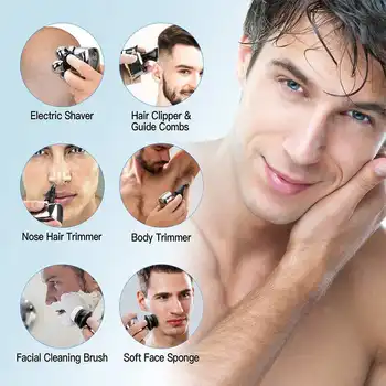 Novi 6 Lopatica Digitalni Prikaz Punjiva električni aparat za brijanje Za muškarce Trimer za kosu i bradu, električni aparat za brijanje Mokro Suho Muška Бритвенная stroj za lice