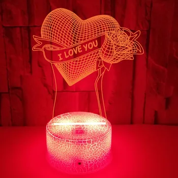 Noćni 3D Lampa Iluzija noćna lampa za Uređenje Spavaće sobe lampe za Poklone za Valentinovo Romantična Ponuda Atmosfera Svjetlo
