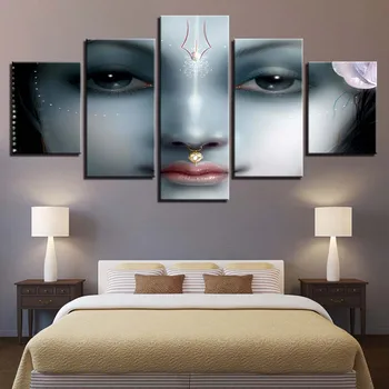 Platna HD Grafike Fotografije Home Dekor 5 kom. Šri Krišna Maha Mantra Slike Dnevni boravak Zid Umjetnost Sažetak Poster Okvir