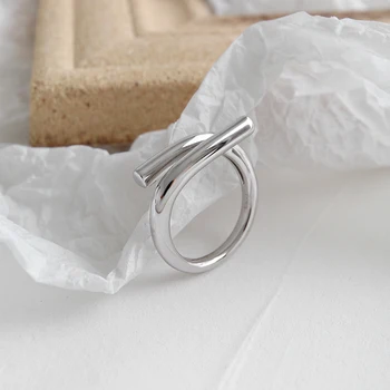 POPACC 925 Sterling Srebra Temperament Gladak Geometrijski Vanjski Prst prsten Prsten Za Žene Večernje Uređenje