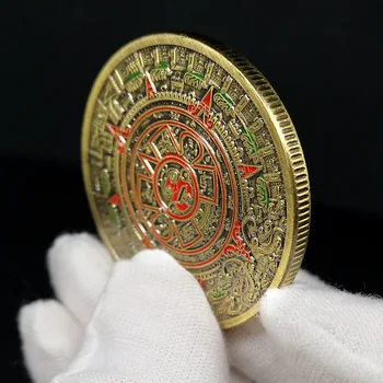 Prigodni kovani novac meksičkih maja, Obložen broncom, Sa Šarenim uzorkom Ацтака, Naplativa suvenir novčić