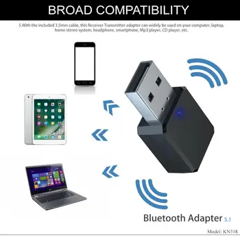 Prijenosni Bluetooth 5.1 Audio Prijemnik Predajnik Mini 3,5 mm AUX Priključak USB Stereo Glazba Bežični Adapter Sa Mikrofonom Za TV Automobila