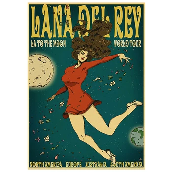 Pupa Pjevačica Lana Del Rey Poster od Kraft papira, Rođena Da Umre Plakati Suvremena Umjetnost Slikarstvo Slika za Sobu Caffe Bar Dekor