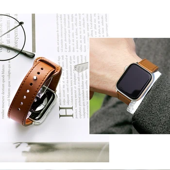 Remen od prave kože za Apple Watch SE 44 mm 40 mm Remen za pametne sati iWatch Serija 6 54321 42 mm 38 mm Pribor za narukvice