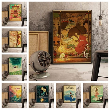 Retro Art Home Dekor Zidova Poznati Anime Miyazaki Hayao Spirited away/Poster Totoro Kvalitetna Slika na platnu Kafić Dječja soba Slika