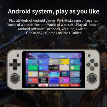 RG552 Klasicni E-Konzola Dvostruki Sustav Android Linux Handheld Konzola Ugrađena 64G 4000+ igre