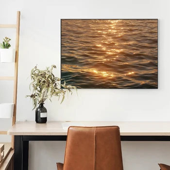 Skandinavski Morski pejzaž Solarna val Sažetak poster Nordijsko ispis na platnu Zidni Likovna slikarstvo Moderna slika Uređenje dnevnog boravka