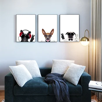 Smiješno Chihuahua Mops Pas Platnu Wall Art ukras Ispis Plakata Za Dnevni boravak Home dekor spavaće sobe s Javnošću