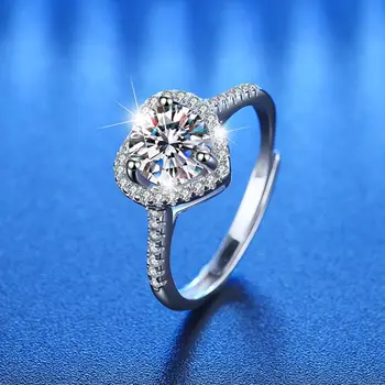 Smyoue D Boja 1 Karat Муассанит s ovjerenim solitaire GRA Prsten za žene 925 Sterling srebra sa сердечком za ljubitelje Nakit