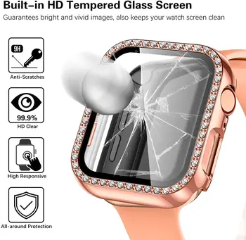 Staklo+Torbica za Apple Watch serije 6 5 4 3 SE 44 mm 40 mm iWatch 42 mm 38 mm zaslon zaštitnik branik+torbica Pribor za Apple watch