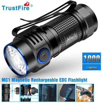 Trustfire MC1 Edc Punjiva ručna Svjetiljka 1000 Lumena Cree Xp-L Hi Led Snažan Ipx8 Magnetski Naboj 2a 16340 Žarulje Svjetla
