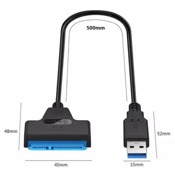 USB 3 SATA Adapter Kabel Sata-USB 3.0 Do 6 Gb / S Podrška za 2,5-Inčni Vanjski SSD Hard Disk 22-Pinski Sata III