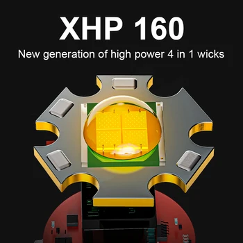 XHP160 Snažan Punjiva LED Svjetiljka 18650 Taktička Svjetiljka Baklja Lov EDC Bljeskalica Radni Kamp Lanterna Lanterna