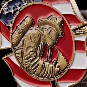 Zastava SAD-Dužnost Vatrogasac Vatrogasac Spasilac Nezaboravne Poziv Novčić Medalju Naplativa
