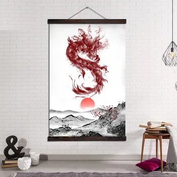 Zidni umjetnička Graviranje slika na platnu i plakati Slikarstvo na platnu Moderne slike Home dekor Tradicionalni Kineski Pejzaž Maskara Zmaj