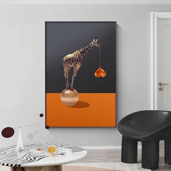 Žirafa ili Slon Životinje Plakati i grafike Platnu Art slikarstvo Zid umjetnost Moderna Dekorativna slika u skandinavskom stilu Ukras kuće